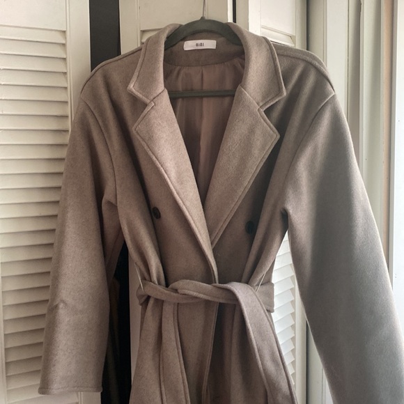 Tan Wool Coat - Picture 2 of 3